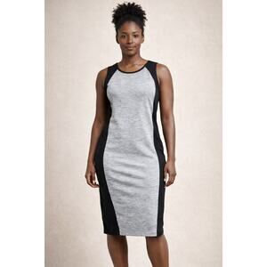 Athleta XL Sporty Colorblock Midi Dress Gray Black Athletic Stretch